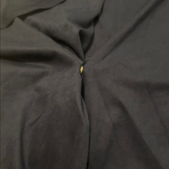 White House Black Market Navy faux suede fringed ruana wrap Poncho SZ O/S Boho - Picture 9 of 10